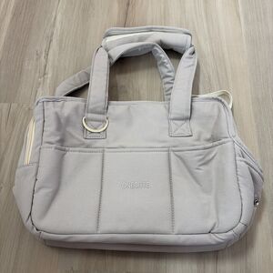 New ONECUTE Small Beige Canvas Mesh Puppy Dog Carrier Handbag Tote Travel Pet